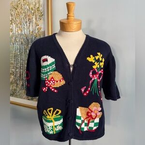 Vintage Novelty Knit Cardigan - Cottagecore